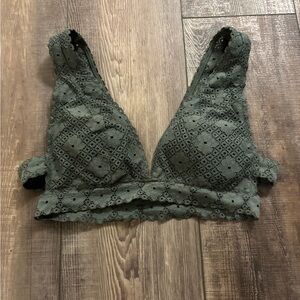 aerie Lace Bralette in Olive Green
